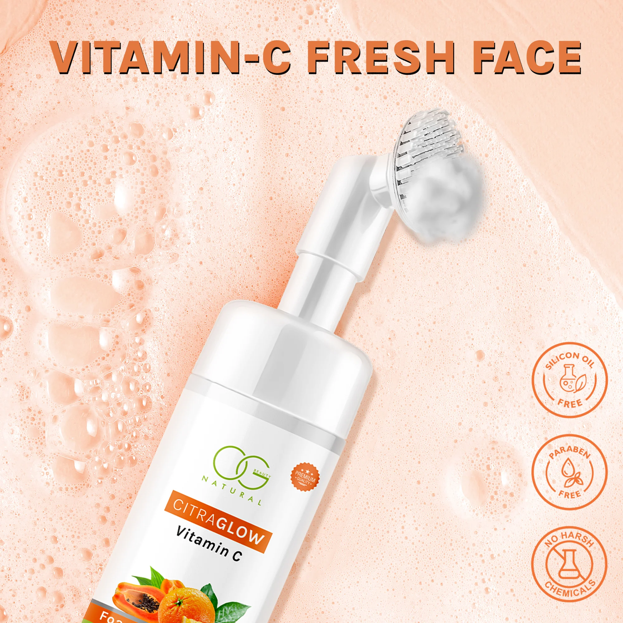 OG BEAUTY Natural Citraglow Vitamin C Foaming Face Wash 150 Ml - Image 5